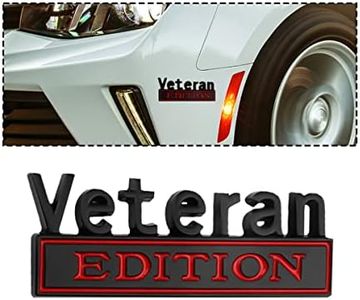 Veteran Edition Car Emblem, 3D Car Metal Decals Exterior Truck Stickers, 3M Strong Adhesive Letter Stickers Fender Badge for Men, Door Decoration Auto Accessories for Car Truck SUV (Black/Red)