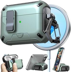 RFUNGUANGO Compatible avec étui AirPods Pro 2,Compatible avec Chargement MagSafe, Pop-up Automatique avec Clip de Verrouillage de sécurité,�Étui Vert Pomme Black-Switch