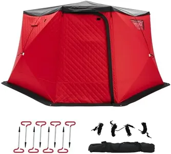 Albott Insulated Pop-Up Ice Fishing Tent, 6-8 Person Ice Shanty with 3-Layer Oxford Fabric, Waterproof Rain Cover, Chimney Vent, Anchors, Ropes, Carry Bag, Insulated and Warm Large Fishing Area
