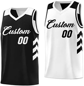 Custom Basketball Jersey - Reversible Sports Vest Add Any Team Name Number Personalized Jersey for Men/Youth, Black-white-26, One Size