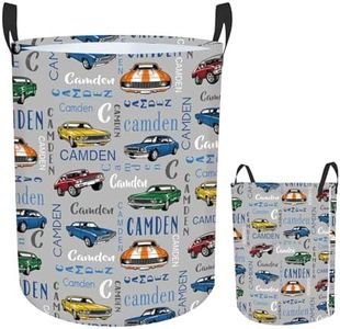 Rucekia Custom Name Car Laundry Baskets for Baby Boys Girls, Personalized Laundry Basket for Kids Adults, Customize Kids Hampers for Laundry, Waterproof Storage Organizer 2 Sizes