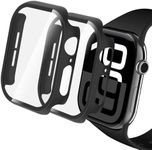 Hianjoo (2 Pack) Case Compatible with Apple Watch Series 10 46mm 2024, New Watch 10 Built-in Tempered Glass Screen Protectors Cover Thin Overall Replacement for iWatch S10 46mm, Black