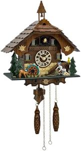 Cuckoo Clock Wall Art, Animated Scene, 12 Melodies, Volume Control, Night Mode, Germany Style Black Forest Retro Handcrafted Wooden Chalet, Traditional Rustic Home Decor, Gift for Family (12.5"x26")