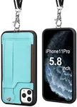 TOOVREN iPhone 11 Pro Case, iPhone 11 Pro Wallet Lanyard Neck Strap with Kickstand Leather Card Holder Adjustable Detachable Necklace, Phone Protective Back Cover for iPhone 11 Pro 5.8" 2019 Green