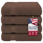 American Veteran Towel, 100% Cotton Turkish Bath Towels for Bathroom 4 Pack Clearance Prime, 27x54 Extra Large Premium Soft Drying Bathroom Towels, Brown