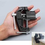 2.4" Mini Table Clamp, Small Bench Vice, New upgraded cast iron manufacturing Jewelers Hobby Clamps Craft Repair Tool Portable Work Bench Vise Black