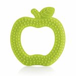 BeeBaby Apple Fruit Shape Soft Silicone Teether for 3-6 Months with Carrying Case, BPA Free Teething Toy for Babies with Textured Surface for Soothing Gums. 100% Food Grade (Apple - Green)