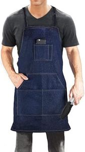 Durable Denim Jean Tool Apron with 4 Pockets Waterproof Adjustable Canvas Lightweight Work Apron Blue