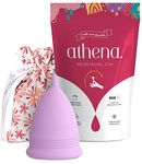 Athena Menstrual Cup One-Pack, Period Cups for Regular to Heavy Flow (Size 2 Large) - Soft Reusable Menstruation Cup - BPA Free Feminine Silicone Cup - Easy to Use and Clean Tampon and Pad Alternative (Solid Purple)