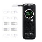 Ketone Breath Analyzer Portable, Ketone Breath Meter Digital, Ketosis Breath Tester Tracing Ketones Status, with 10 Replaceable Mouthpieces (Black)