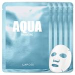 LAPCOS K Beauty Aqua Sheet Mask - Nourishing & Hydrating Face Masks with Sea Water & Spirulina Extract for Deep Hydration & Skin Barrier Support - Highly Breathable Sheet Korean Skin Care (Pack of 5)