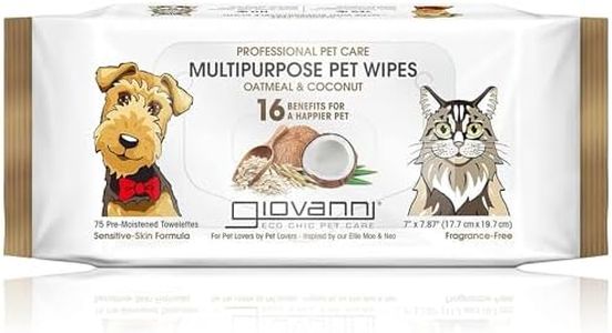 Giovanni Multipurpose Pet Wipes, Pack of 75 – Oatmeal & Coconut Helps Neutralizes Odors