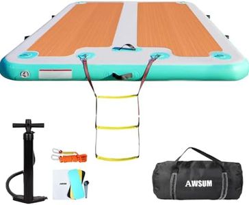AWSUM Inflatable Floating Dock, 8ft/10ft Non-Slip EVA Surface Inflatable Dock Swim Platform for Lake, Inflatable Water Mat Floating Island Raft for Pool Beach Ocean