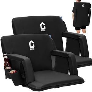 Stadium Seats with Back Support and Padded Cushion - Wide Bleacher Chair with Anti-Slip Mat - Reclining Stadium Football Seats with Armrest - 6 Adjustable Angle, Large Pockets, 2 Cup Holders - Black