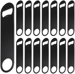 WEGAZ 15 Pack 7inch Black Stainless Steel Flat Bottle Opener, Beer Bottle Opener, Bar Bottle Opener, Bottle Opener Bartender