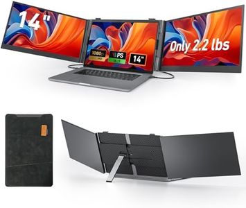 14" Triple Laptop Screen Extender, Ultra-Thin 1080P FHD Displays for Laptop, Only 2.2lb Triple Monitor Extender for 13.3-17.3" Laptops, Dual Monitor Extended Compatiable with Windows/Mac/Chrome/Dex