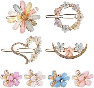 ANNA CREATIONS Latest Korean Fashion Style Flower Lock Hair Clip Pin Mini Clutcher Hair Accessories Set For Women And Girls (8 Pcs, Multicolor)