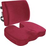 FORTEM Office Chair Cushion and Back Support for Office Chair, Lumbar Support Cushion, Memory Foam Seat Cushion, Non Slip Sitting and Back Rest for Gaming, Car Seat Cushion, Chair Pad (Red Velour)