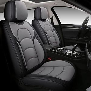 NS YOLO Full Coverage Car Seat Covers Universal Fit for Cars SUVs Pick-up Trucks with Waterproof Leatherette in Automotive Vehicle Interior Accessories (Grey, Front Pair)