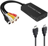 TaiHuai SVideo to HDMI Converter, S-Video and 3RCA CVBS Composite to Audio Video Converter Support 1080P/ 720P Compatible with PC Laptop, Xbox, PS3, DVD Playe (S-Video and 3RCA is Female