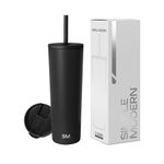 Simple Modern 28oz Classic Tumbler with Straw Lid and Flip Lid - Vacuum Insulated Tumbler - 18/8 Stainless Steel Cup - - Midnight Black