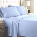 RK LINEN Egyptian Cotton 500 Thread Count 3 Piece Light Blue Solid King | Luxurious Hotel Bedsheet Set | Ultra Comfortable| 1 Flat+ 2 Pillow Bed Sheet Set Set