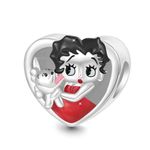 GNOCE Sweet Betty Boop Hugs Puppy Charm Bead 925 Sterling Silver Charm Fit Bracelet/Necklace Jewellery Gift for Women Girls Wife Daughter