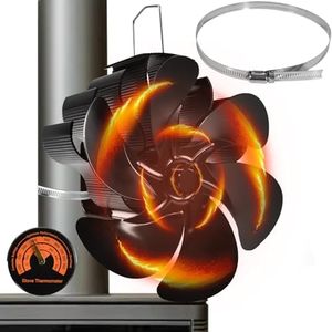 TechKen Fireplace Fan, 6 Blades Stove Fan Without Electricity for Wood Stove/Fireplace/Stove/Wood/Stove Pipe/Chimney Pipe