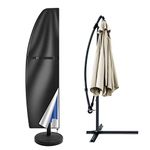 Teynewer Parasol Cover Waterproof, Cantilever Parasol Protective Cover with Telescopic Pole and Zipper Fit for 1 to 3 m Large Umbrella Patio Parasol Weatherproof UV-Anti Windproof (205x25x57/48cm)