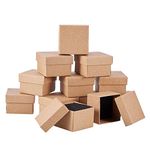 BENECREAT 24 Pack Ring Box 5x5x3cm Kraft Brown Square Cardboard Jewelry Boxes Small Gift Box for Wedding Party Birthdays