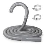 JUWO 10 Ft Washing Machine Drain Hose, Universal Corrugated Discharge Hose Replacement for Whirlpool, GE, Kenmore, Clamps and Hook Included, Gray