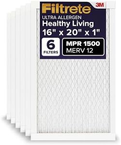 Filtrete 16x20x1 Air Filter, MPR 1500, MERV 12, Healthy Living Ultra-Allergen 3-Month Pleated 1-Inch Air Filters, 6 Filters