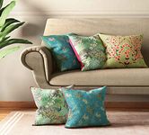 India Circus By Krsnaa Mehta Bougainvillea Delights Multicolor Satin Blend Cushion Pillow Covers Set Of 5 (16 X 16 Inches) - 110tc