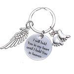 ShiQiao Spl Memorial Gifts for Loss of Loved One - I Will Hold You in My Heart Until I Hold You in Heaven Angel Wings Keychain Baby Loss Sympathy Gift