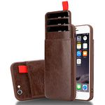 cadorabo Case works with Apple iPhone 6 / iPhone 6S in OAK BROWN – Faux Leather and TPU Silicone Cover with Pocket and 6 Extricable Card Slots - Ultra Slim Protective Gel Shell Bumper Back Skin