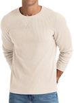 NITAGUT Mens Waffle Crew Neck T-Shirt Hipster Hip Hop Longline Long Sleeves Pullover Tops,Khaki, XX-Large