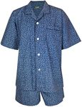 Lynx Men's Summer Weight Set Sail Print Poly Cotton Short Sleeve Pyjama Set, Blue, Small-7X-Large Big