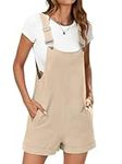 ANRABESS Women's Short Overalls Casual Summer Adjustable Strap Loose Bib Shortalls Jumpsuits Rompers with Pockets, Khaki, Large