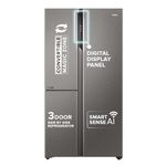 Haier 598L 3 Star 3-Door Side by Side Frost Free Refrigerator|Convertible|Smart Sense AI|Expert Inverter Compressor|Digital Display Panel|Deo Fresh Technology (2025 Model, HRT-683ISU1, Inox Steel)