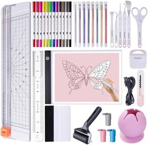 GO2CRAFT 37Pcs Essential Tool Set for Cricut Machine, Ultimate Tool with 7Pcs Weeding Tools for Vinyl, LED Light Pad, 12'' Paper Cutter, Vinyl Scrap Collector, Crafting Starter Kit for Cricut Projects