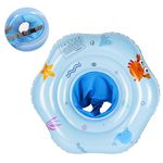 Qoosea Baby Pool Float Baby Swimming Ring with Patch Kit PVC Materials for Babies Aged 3-36 Months Swim Floating (Blue)