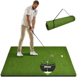 Golf Hitting Mats 5x4ft Premium Turf Mat Non-Slip Thick Golf Practice Mat with 2 Rubber Tees and Portable Strap, Golf Hitting Mat for Indoor/Outdoor (5x4ft-26mm)