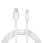 Sounce USB To Lightning 3A 66W Fast Charging Nylon Braided Cable, Up to 480 Mbps Data Transfer & Sync Cord Compatible with iPhone 14, 13, 12, 11, X, 8, 7, 6, 5, iPad Air, Pro, Mini 1.5 Meter - White