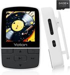 YOTON MP3 Player with Bluetooth 5.2, 64GB Storage, Mini Size, HiFi Music, with Sports Clip, Independent Volume Control, FM Radio, Includes Headphones, White