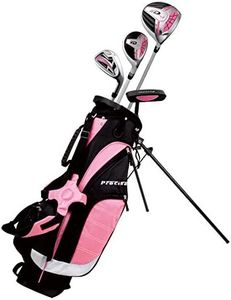 Remarkable Girls Right Handed Pink Junior Golf Club Set for Age 3 to 5 (Height 3' to 3'8") Set Includes: Driver (15"), Hybrid Wood (25*), #7 Iron, Putter, Bonus Stand Bag & 2 Headcovers