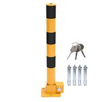 TOPWAY Car Parking Space Lock Bollard, Yellow and Black Lockable Fold Down Car Parking Barrier Post, Private Car Park Driveway Guard Saver Blocker, 60cm Height 161897