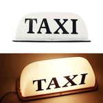 NGHEY 1 PC 12V Car Taxi Cab Sign Light, ABS Waterproof Super Bright Light Lamp with 11.8In Power Line, Firm Taxi Dome Light, Universal Taxi Light (White)