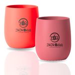 ZoZoBaa Silicone Baby Drinking Cup with Easy Grip | Multipurpose Tiny Cups for Infant’s First Stage Training | Bpa-Free, Unbreakable Non Sippy Cup for Toddlers (Cherry Red and Dark Red)