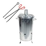 simpa 18L 18 Litre Galvanised Incinerator & Poker with Safety Fire Pit Tongs - 35cm/14