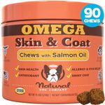 Natural Dog Company - Skin & Coat Omega Supplement | Supports Healthy Shiny Coats, Relieves Dry, Itchy Skin | Salmon & Pea Flavor - 90 Chews